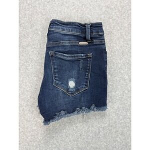 KanCan Denim Shorts Womens 27 Blue Dark Wash Kurvy Mid-Rise Distressed Frayed